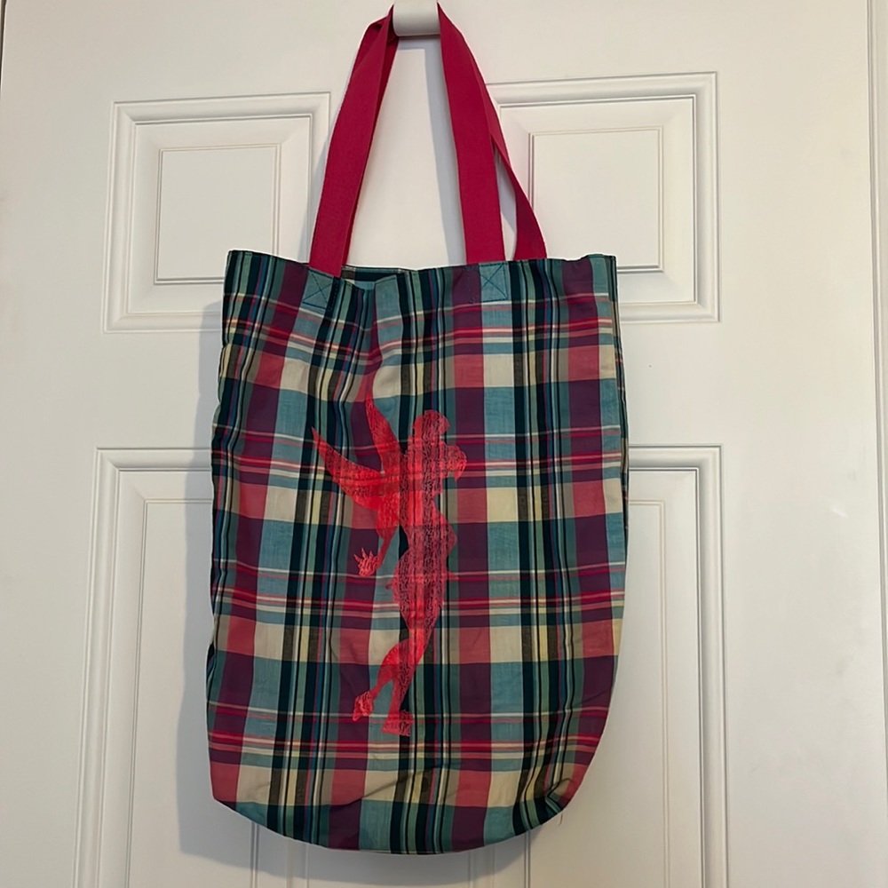 Disney Tinkerbell Pink Plaid Tote Bag